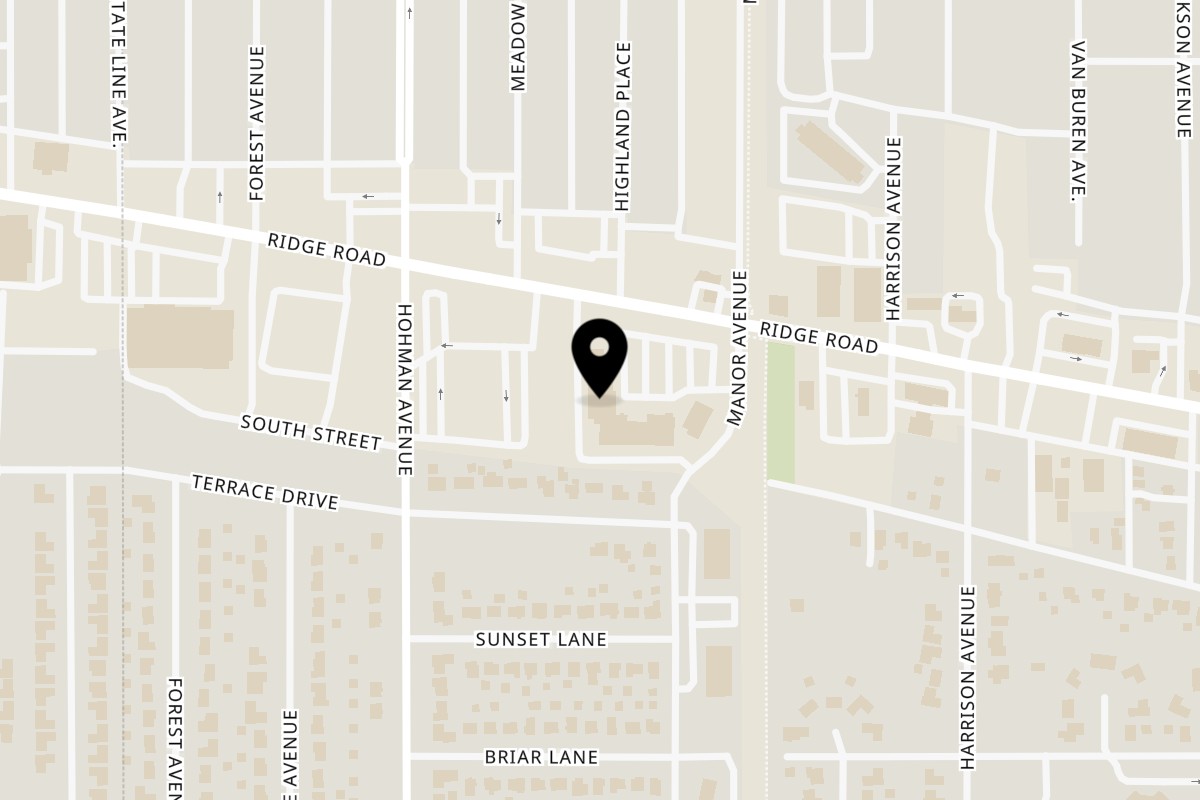Map showing the location of Tea Plus Poke on 320 Ridge Road in Munster
